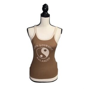 American eagle- Brown Tank Top with Yin Yang Design